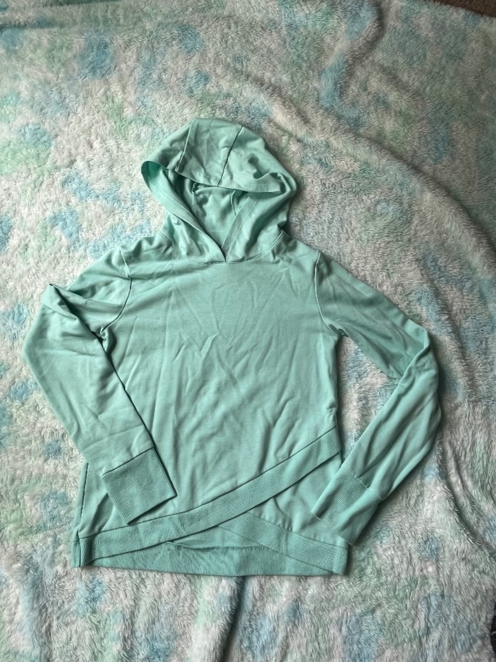 Light Teal Hooded long sleeve shirt